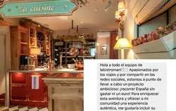 El lamentable mensaje de un influencer a un restaurante