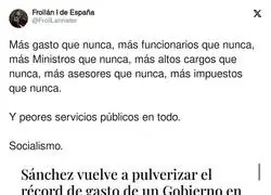 Suma y sigue el gasto con Pedro S&aacute;nchez