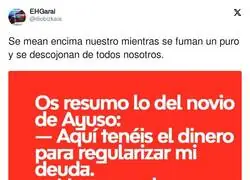 Ayuso se r&iacute;e de la gente con su novio