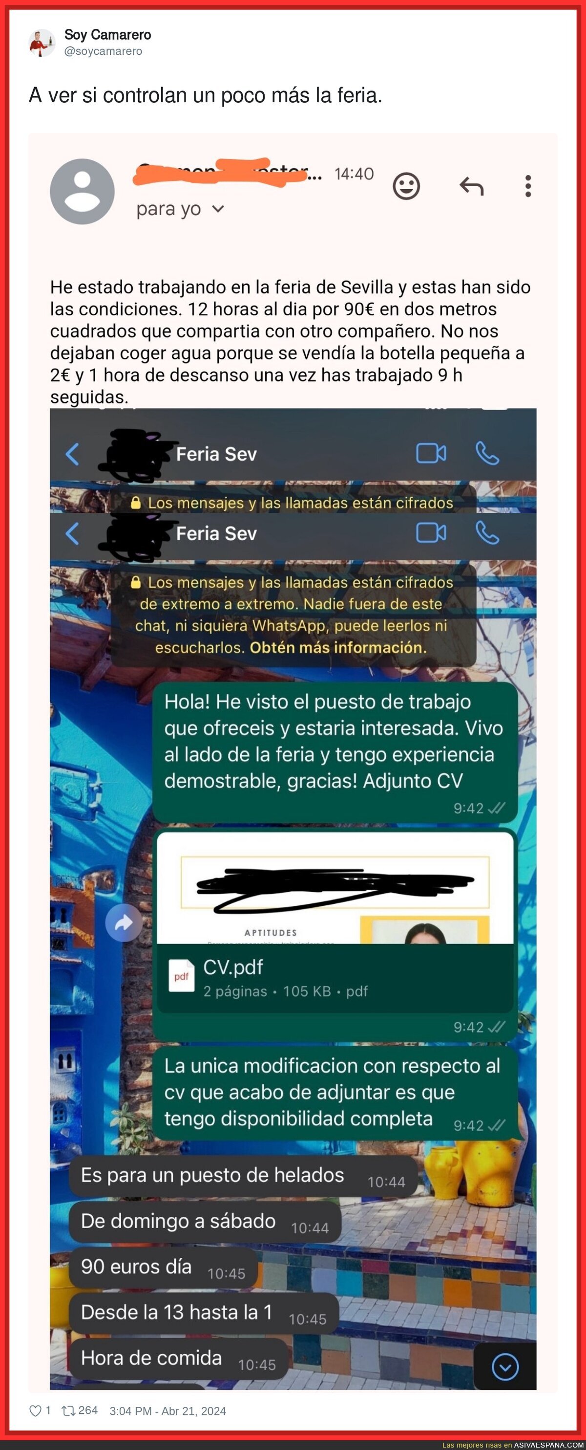 Trabajar en la Feria de Sevilla es vivir esclavizado