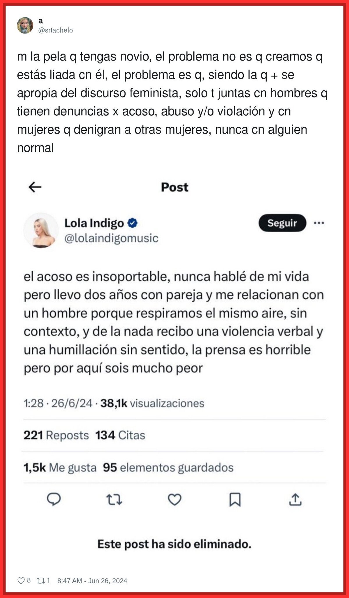 La fuerte cr&iacute;tica a Lola &Iacute;ndigo tras ser vista con Achraf Hakimi
