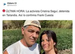 Cristina Segu&iacute; ha sido detenida en Tailandia