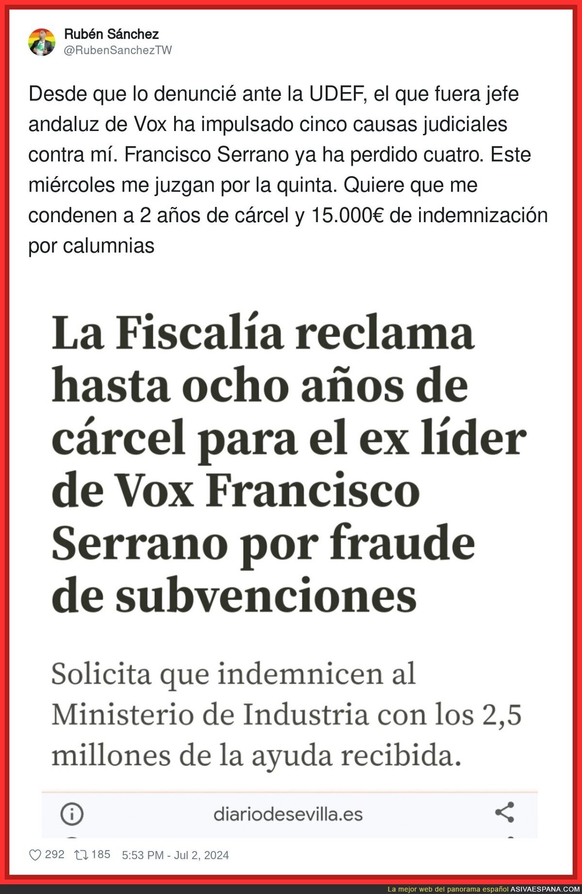 A Francisco Serrano le va regulín en la justicia