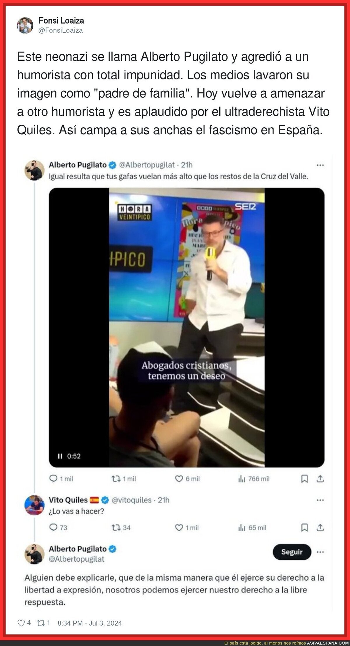 Al final resulta que Alberto Pugilato no agredía solo por su hijo