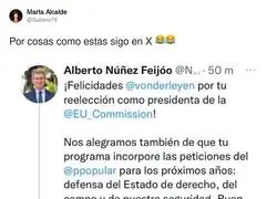 Feij&oacute;o hablando con Von der Leyen