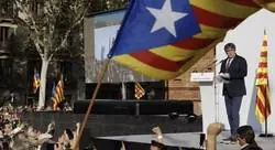 As&iacute; ha llegado Carles Puigdemont al Arc de Triomf de Barcelona