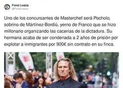 Pocholo crea pol&eacute;mica al ser nuevo concursante de Masterchef