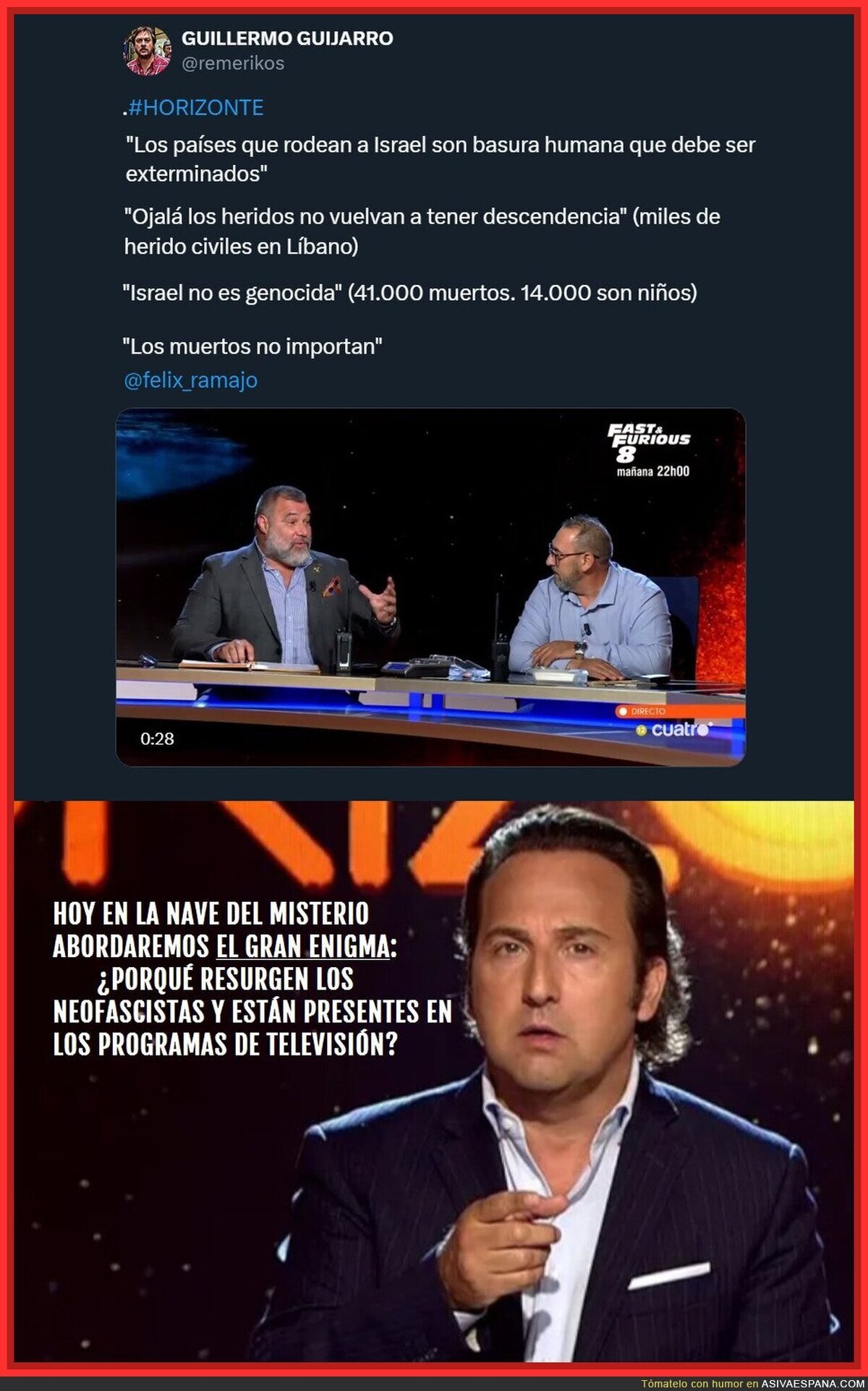 El #Horizonte de Iker Jiménez: una ventana a la apología del Genocidio