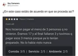El caso de las reservas de men&uacute;s en restaurantes