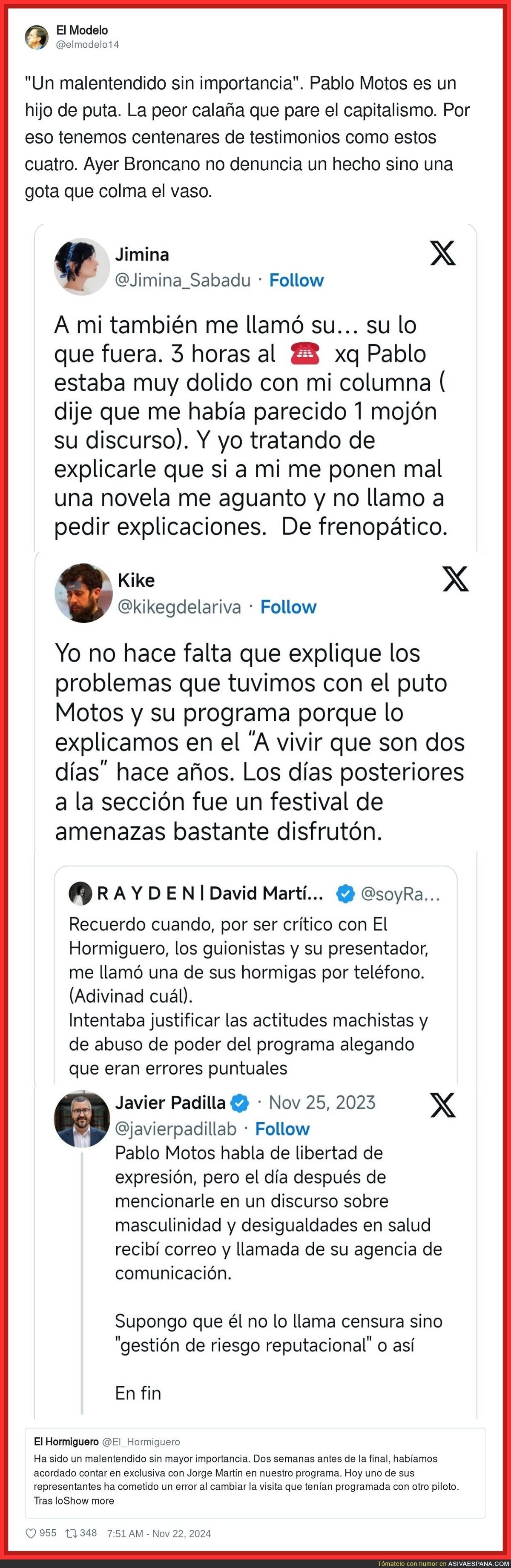 "Un malentendido sin importancia", por Pablo Motos