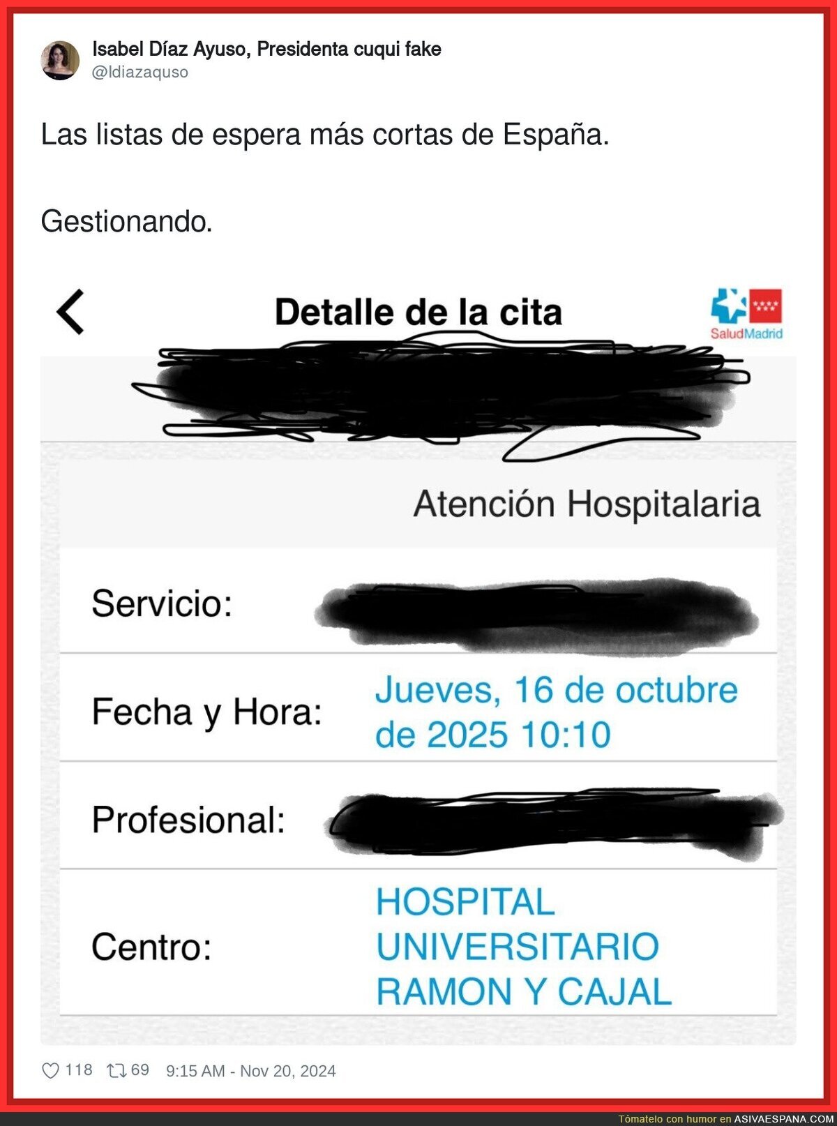 No hay prisa en la sanidad madrileña