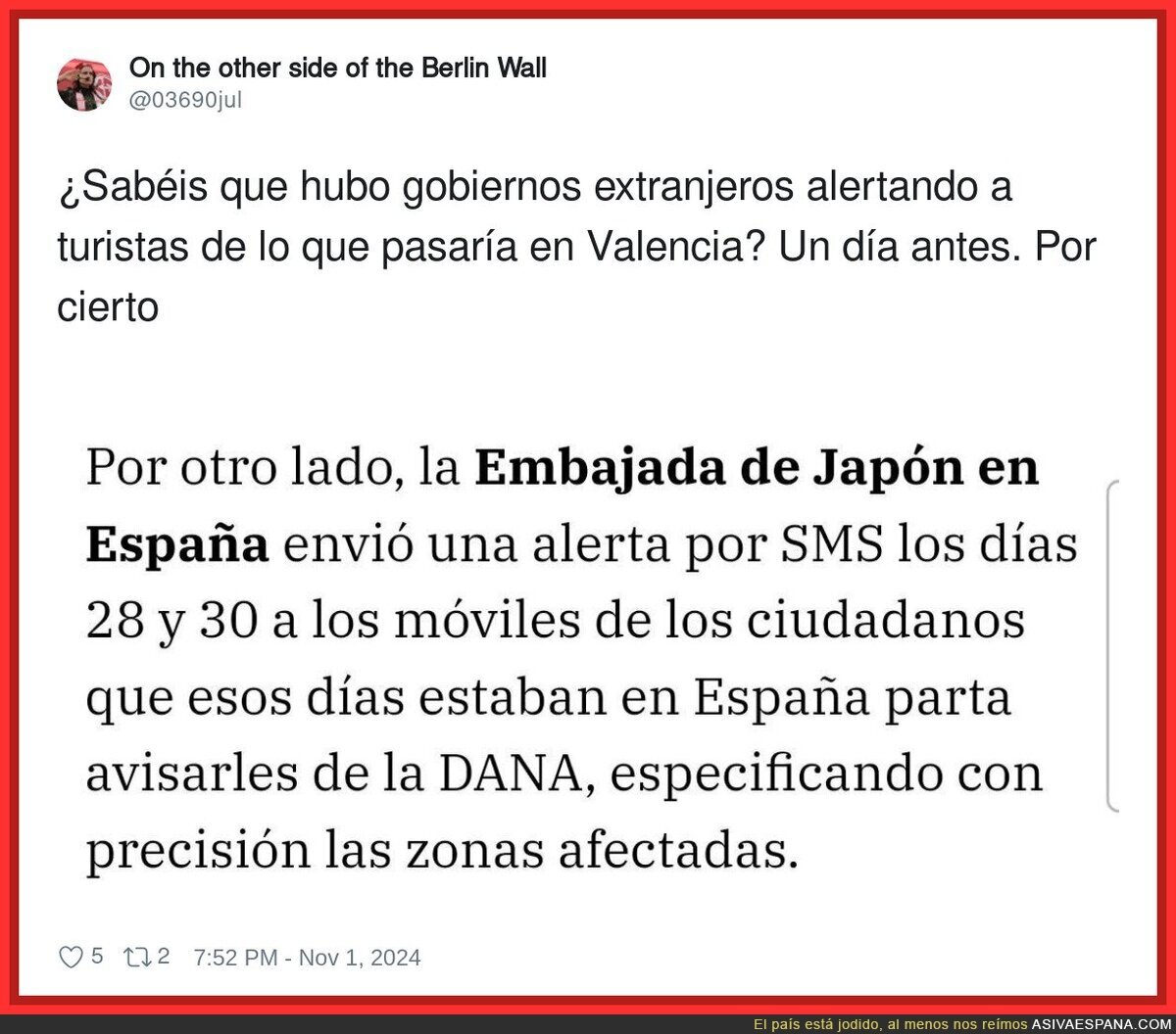 Japón fue más previsora que Valencia y el PP