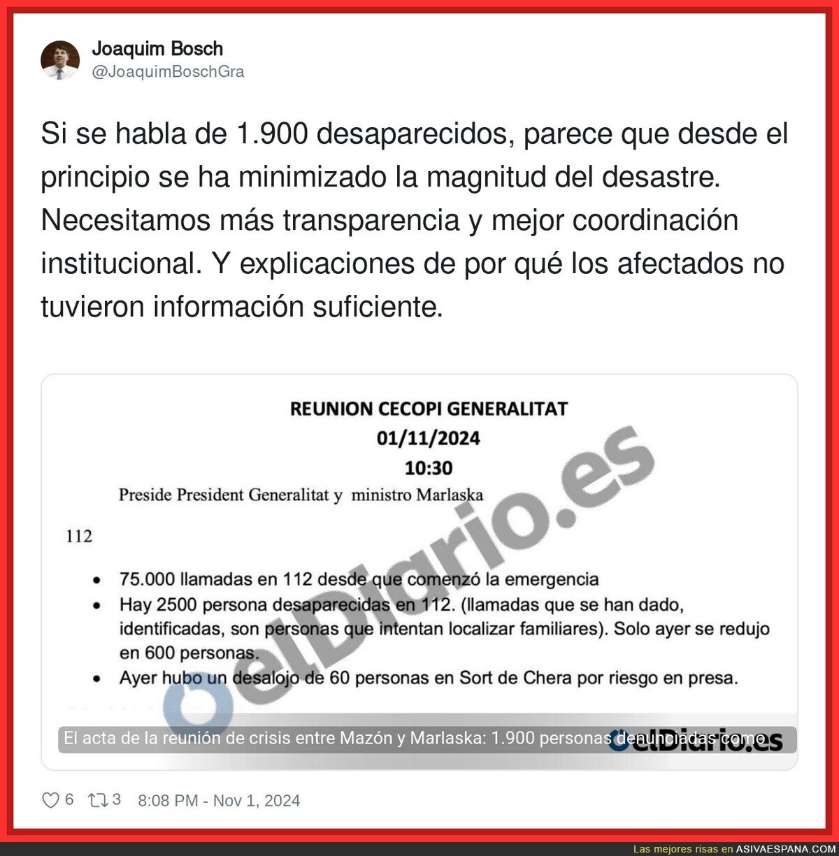 Tragedia absoluta en Valencia con poca transparencia de los datos
