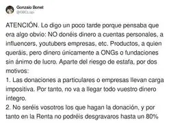Cuidado a quien don&aacute;is dinero