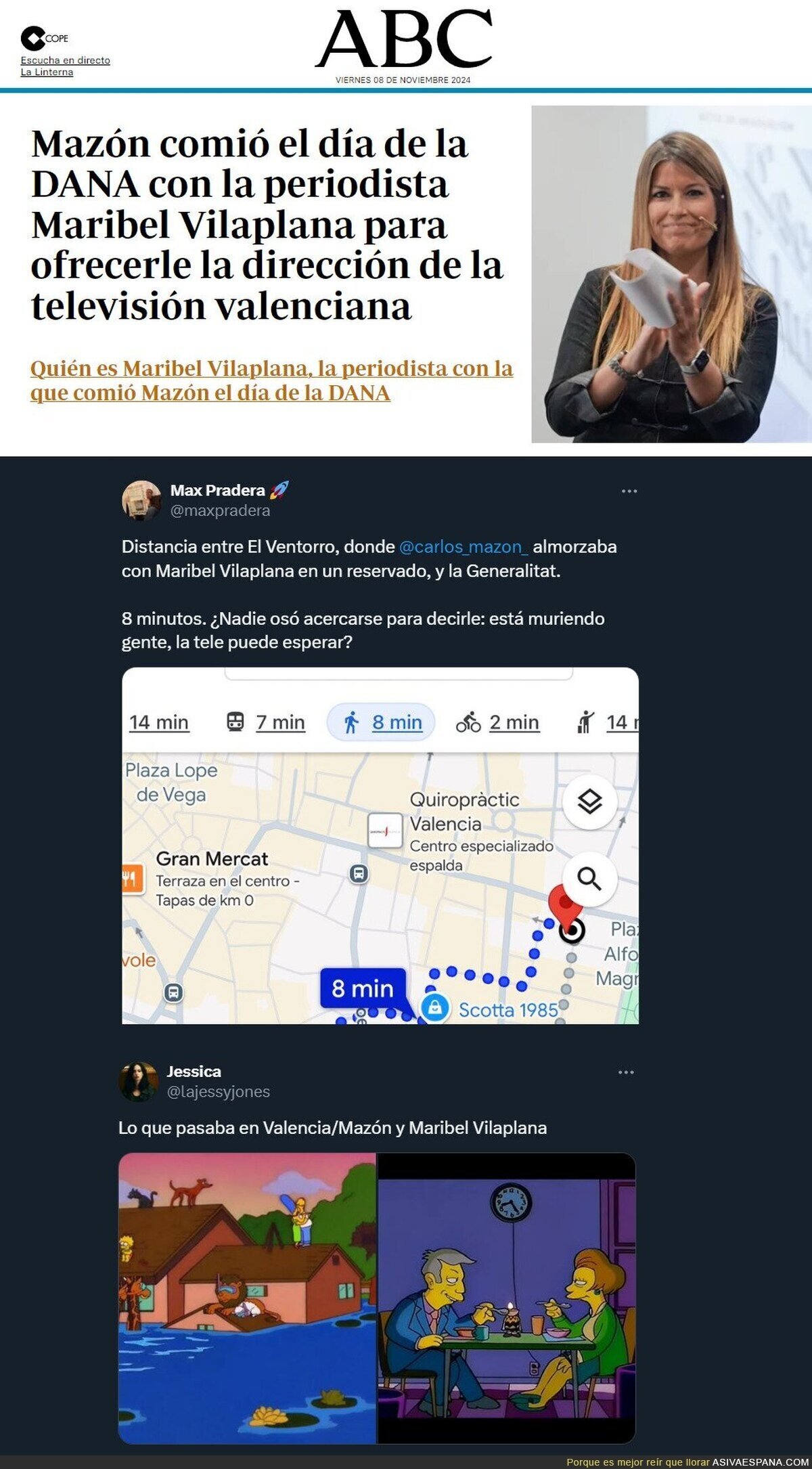 Ya sabemos que hacía Mazón. Ahora queda saber porqué lo callaba la Periodista Maribel Vilaplana