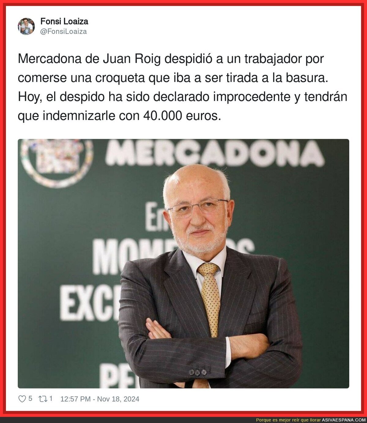 El despido que le salió caro a Juan Roig en Mercadon