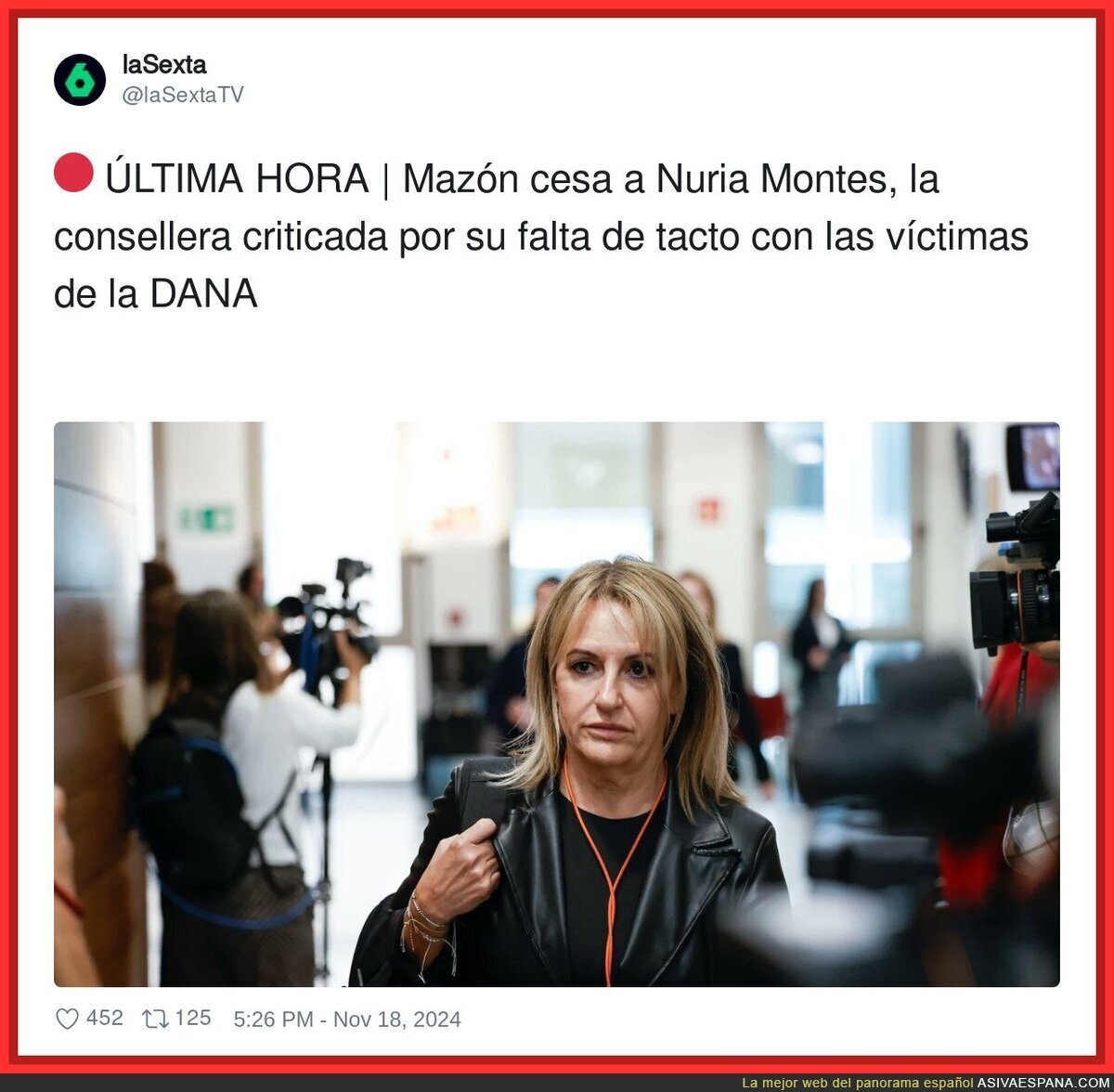 Carlos Mazón cesa a Nuria Montes