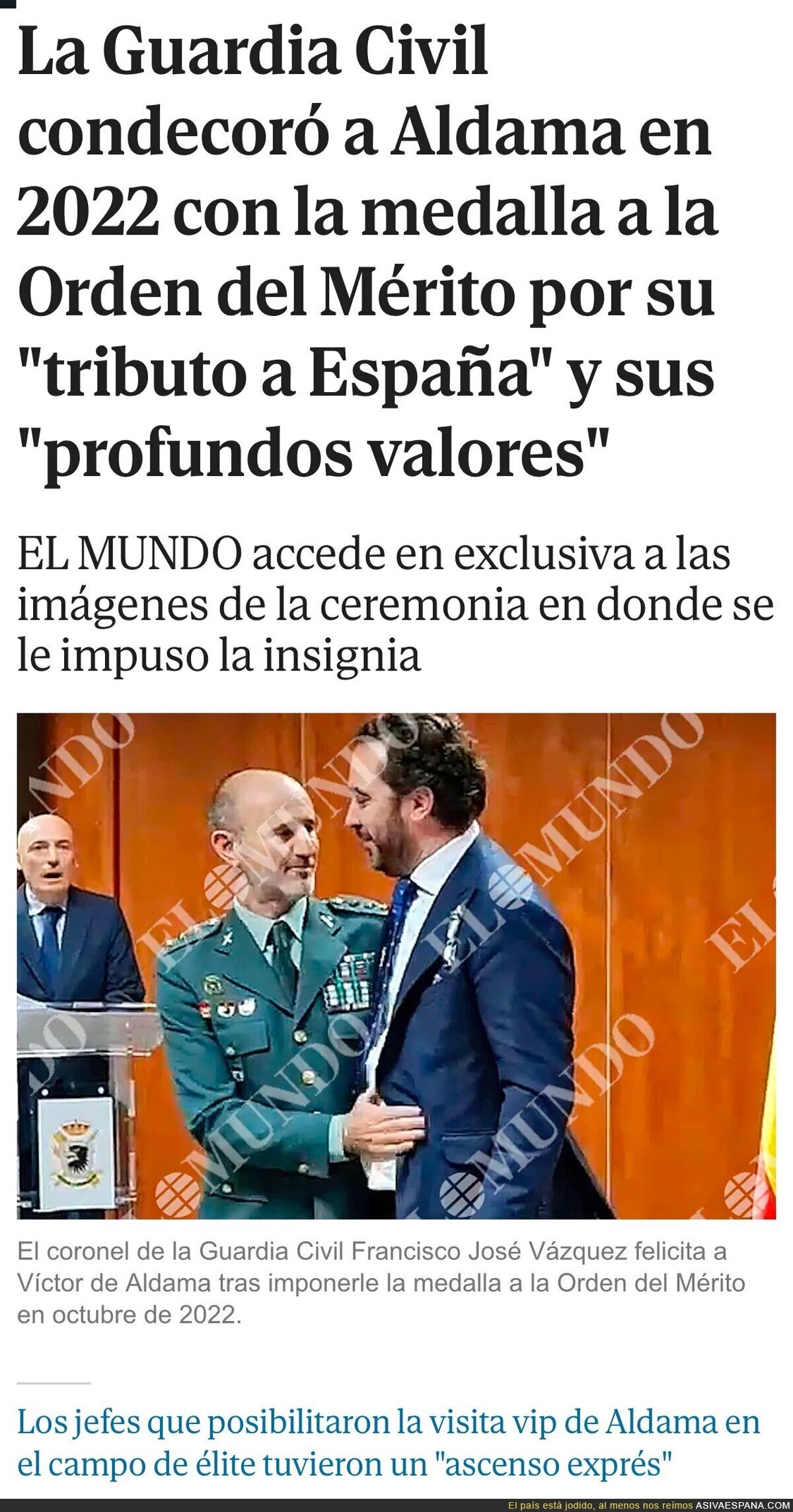 El ministro de interior Grande Marlaska condecoró a Aldama, declaró que jamás ha cruzado mirada con el, ahora trata de retirarle la medalla sin éxito.