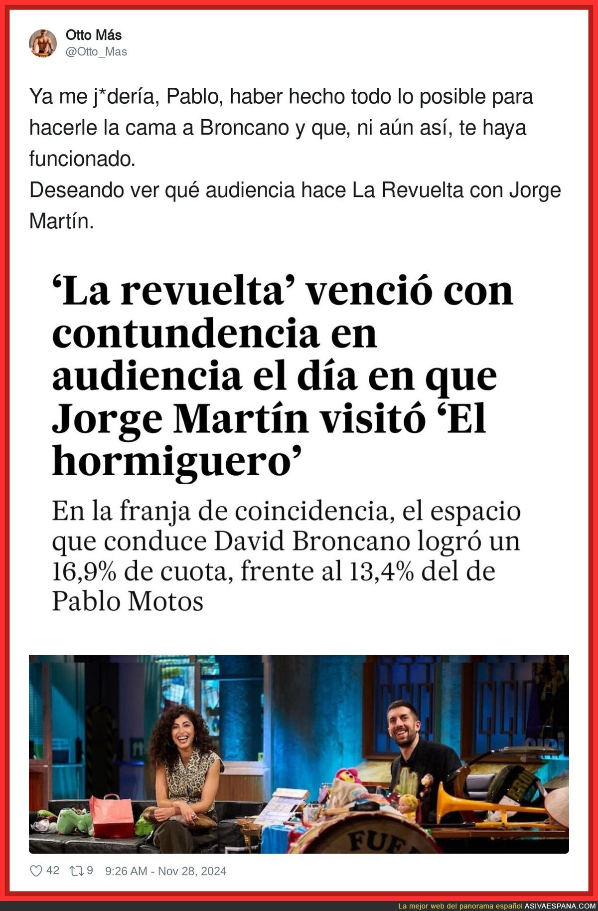 David Broncano vuelve a arrasar a El Hormiguero