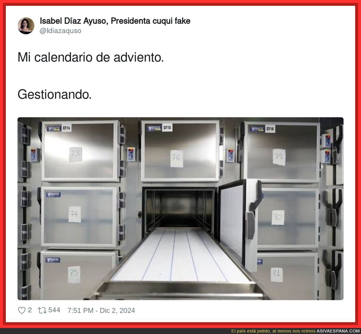 El calendario de adviento de Ayuso