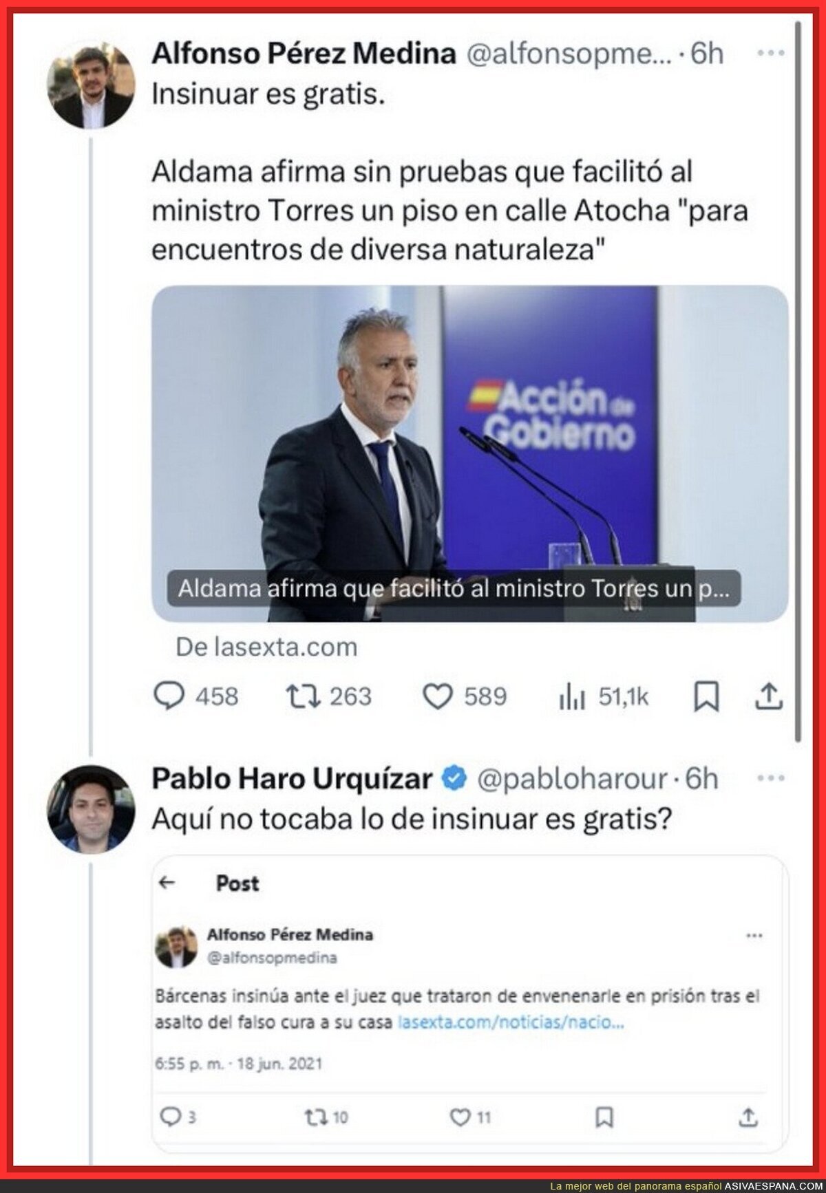 Las insinuaciones funcionan en La Sexta según cual sea el bando