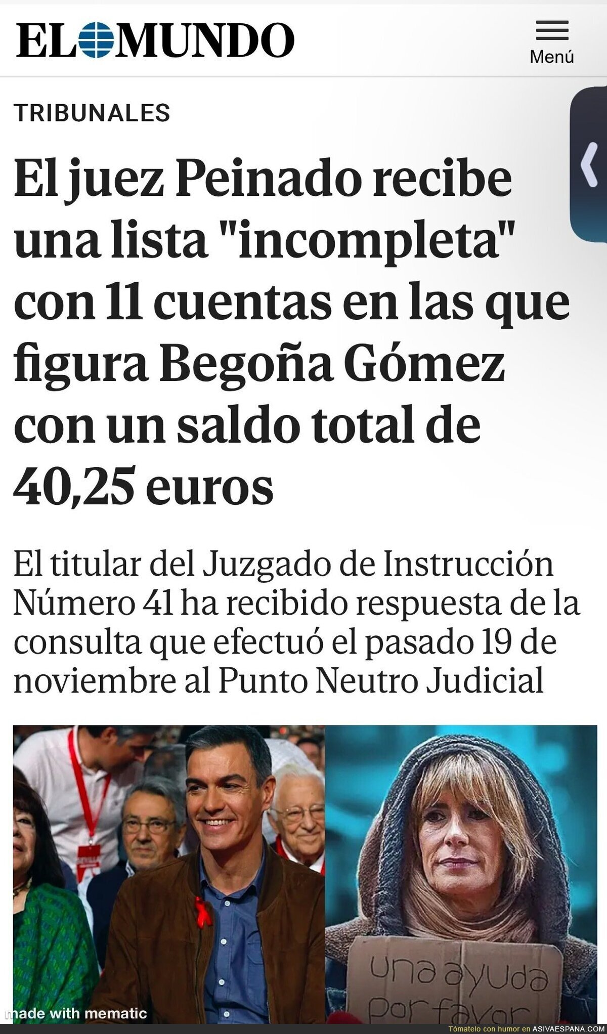 Has recibido una solicitud de Bizum de B. Gómez en concepto de: “una ayudita pofavo”