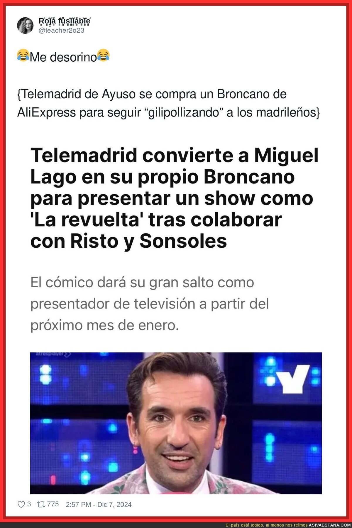 Miguel Lago sale del closet de la derecha definitivamente