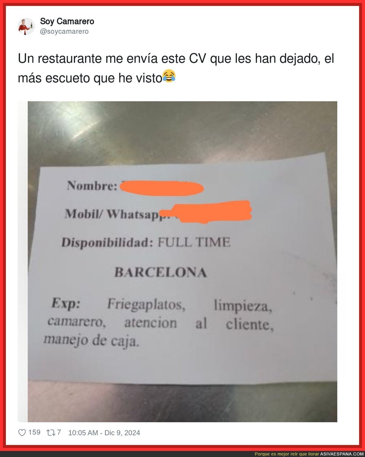 Un curriculum bien directo