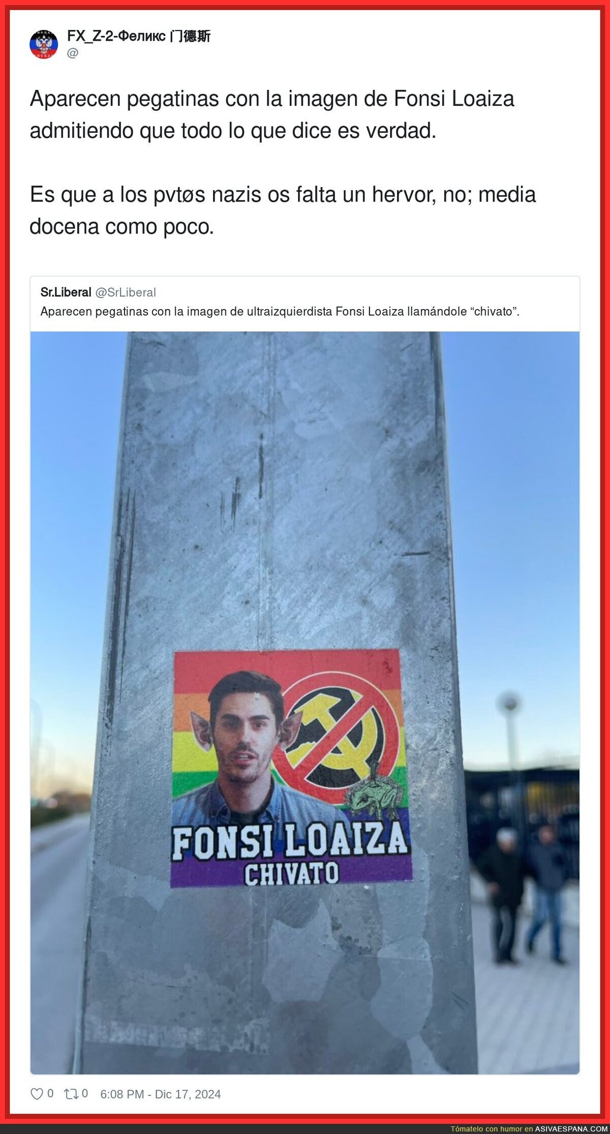 La ultraderecha le da la razón a Fonsi Loaiza