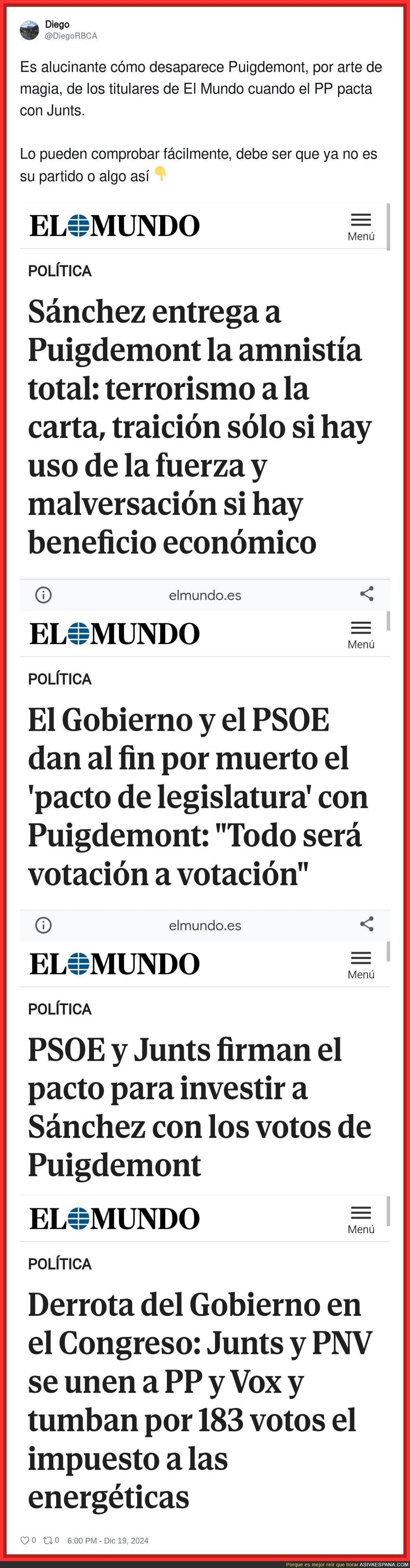 Así es el periodismo según conviene usar a Puigdemont o no