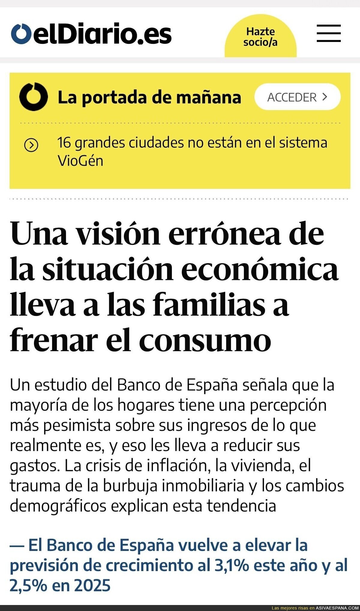 Interpretación sensacionalista de la percepción relativa del sujeto “familias” y sus cuentas personales.