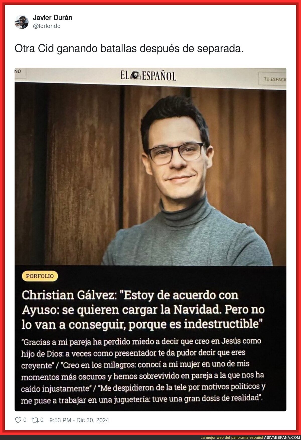 Almudena Cid se lleva una gran victoria al haberse ido del lado de Christian Gálvez
