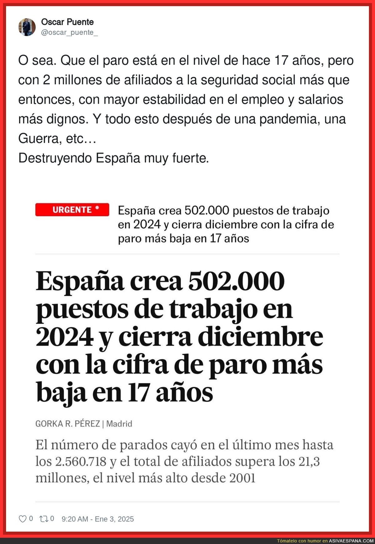 España va por buen camino, que no te engañen