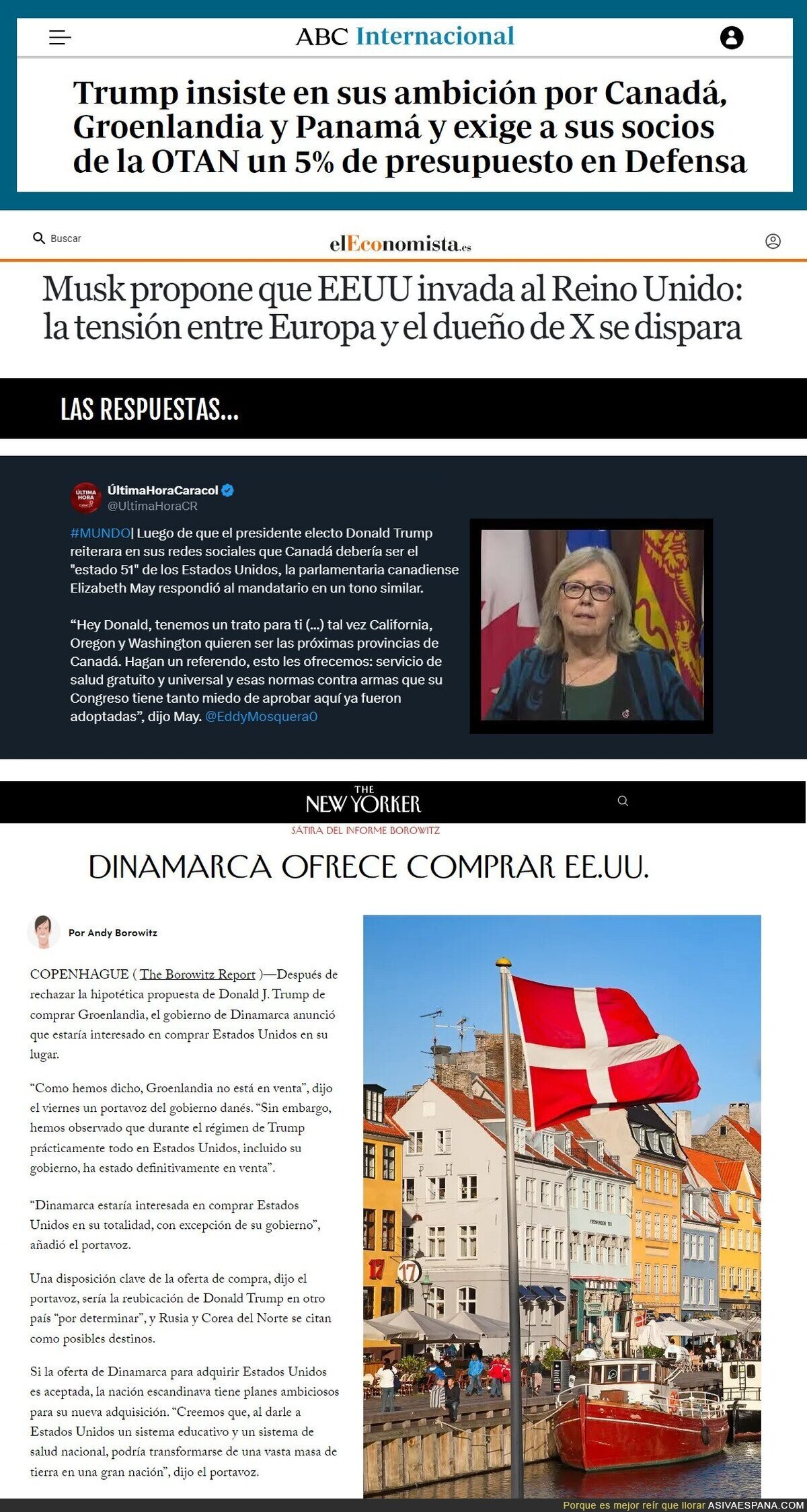 Respuestas/troll de los Países a las paranoias de Trump