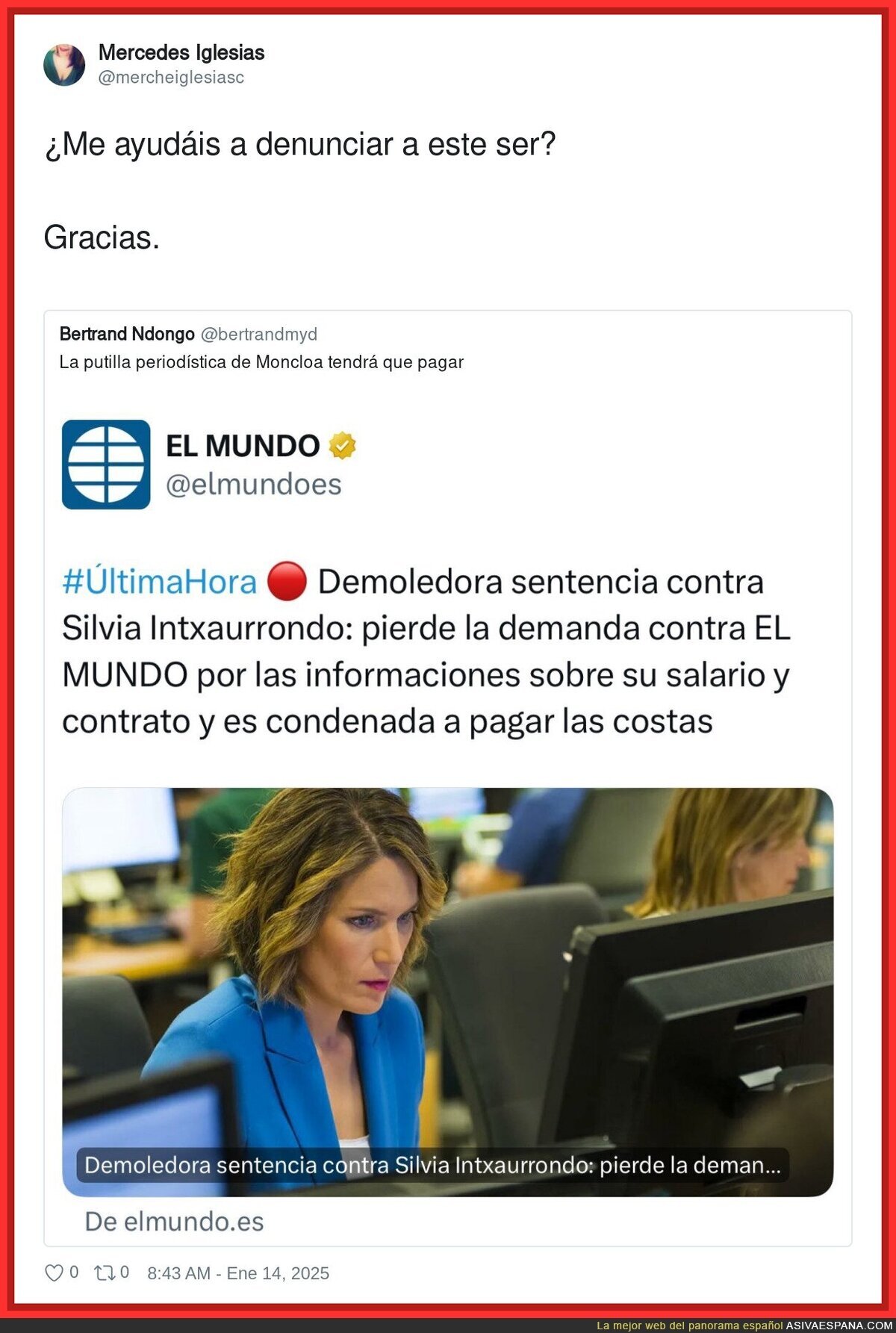 Bertrand Mondongo ha superado todos los límites contra Silvia Intxaurrondo
