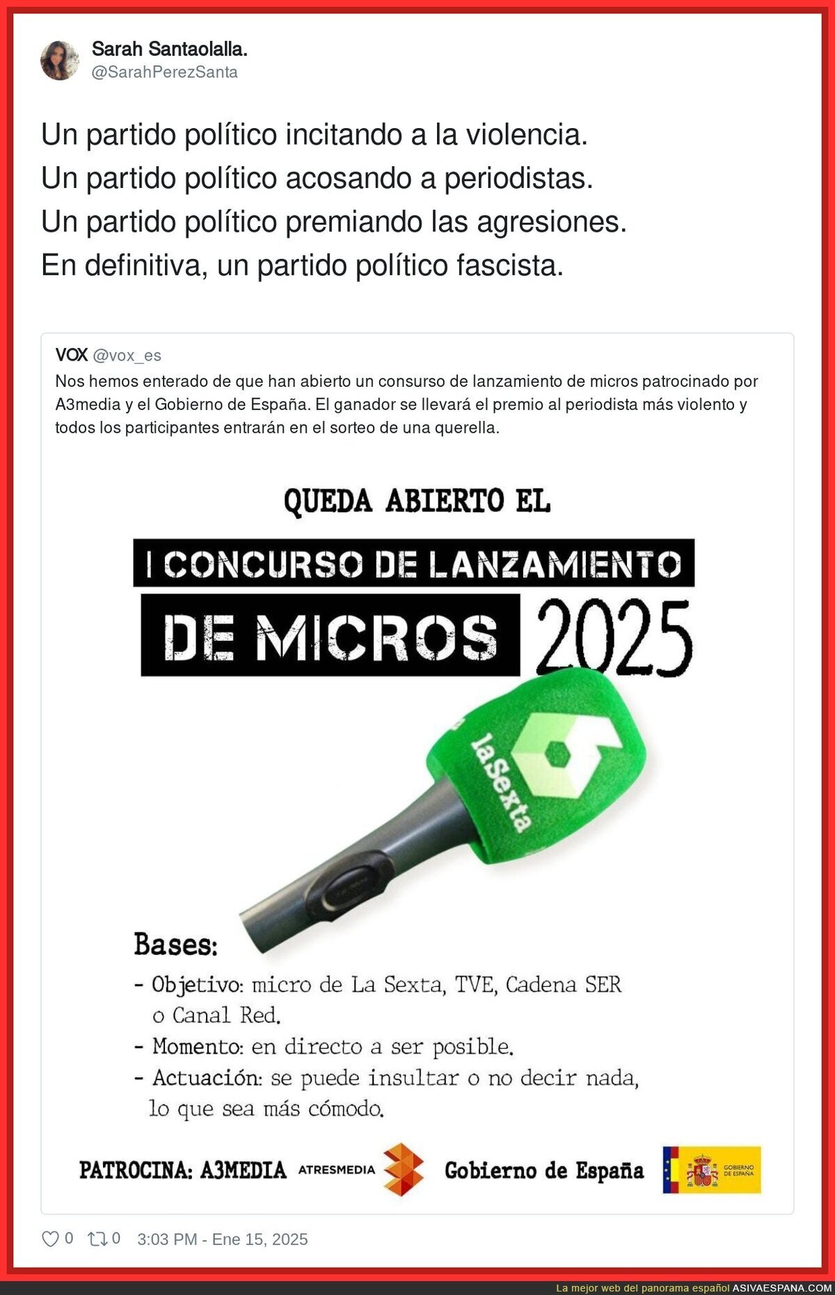 La gente de VOX son el peligro en estado puro