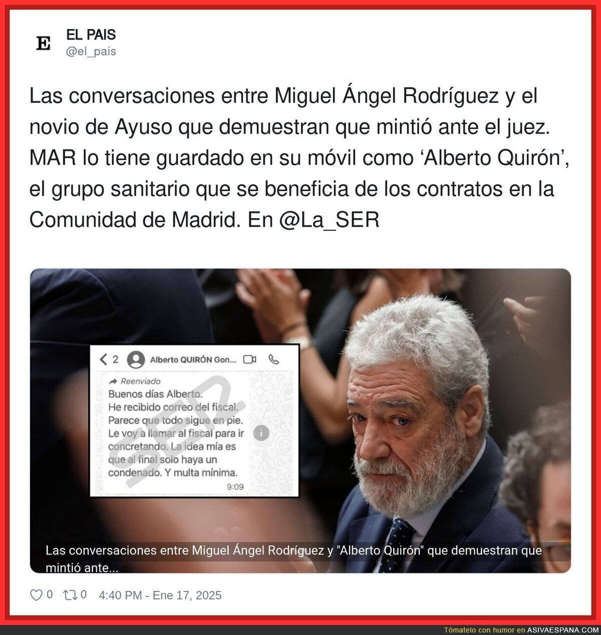 Miguel Ángel Rodríguez ha quedado retratado