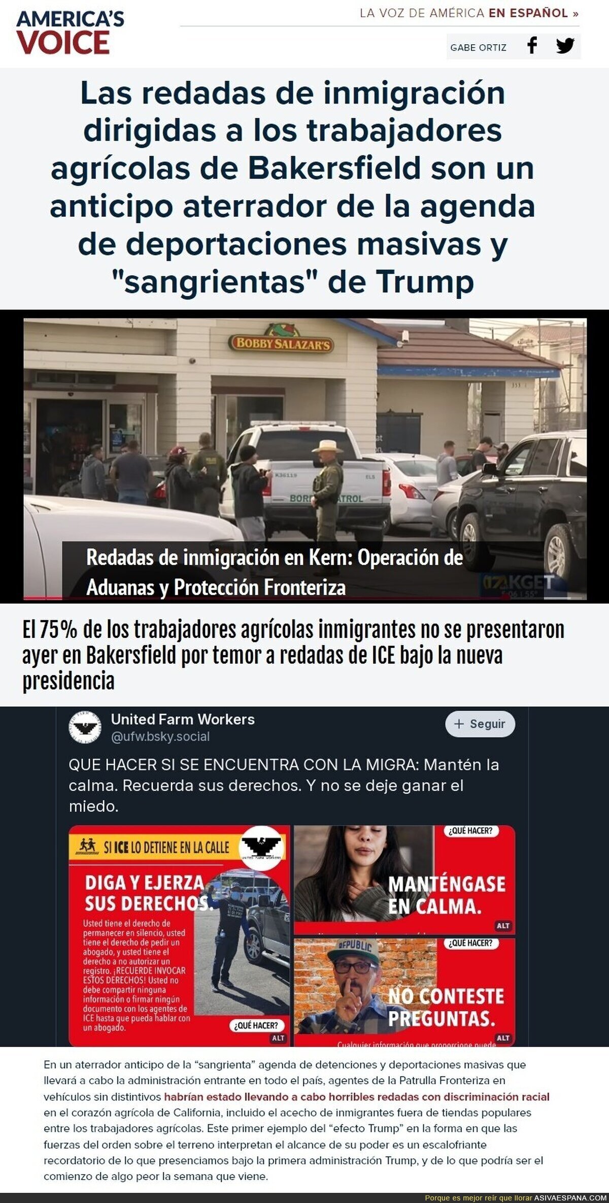Comienza el Terrorismo de Trump contra los trabajadores inmigrantes del campo