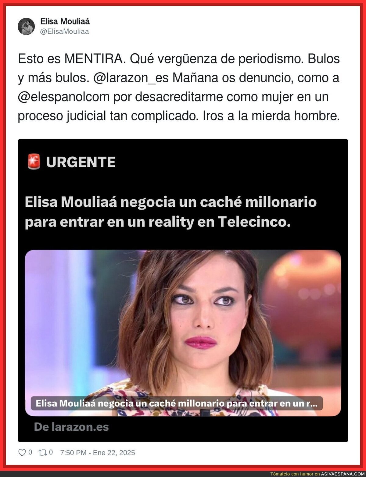 Elisa Mouliaá se pone seria para defenderse