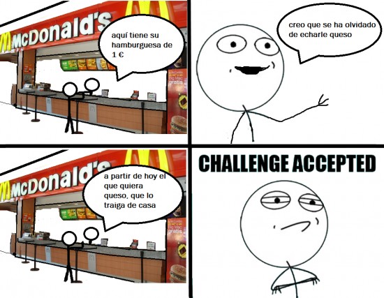 challenge accepted,hamburguesa,mcdonalds,queso
