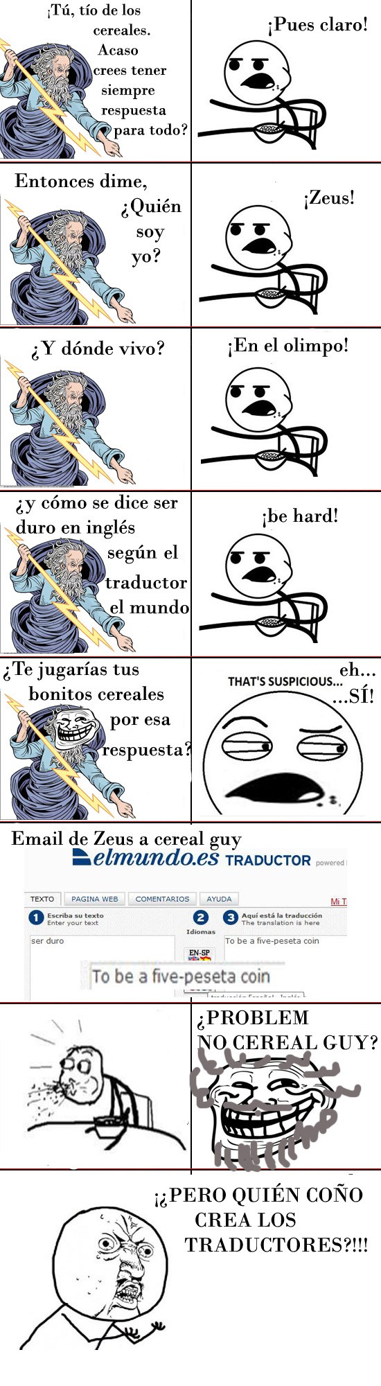 Cereal guy,traductor,VS,Zeus