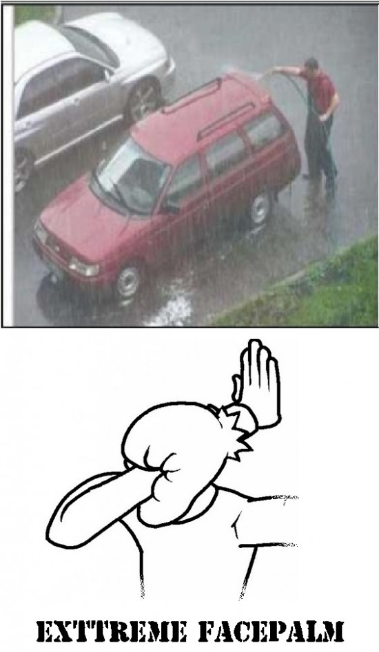 coche,extreme facepalm,lluvia,tonto