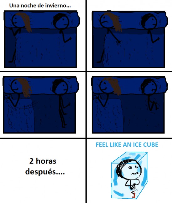 cama,Feel like an ice cube,frío,noche