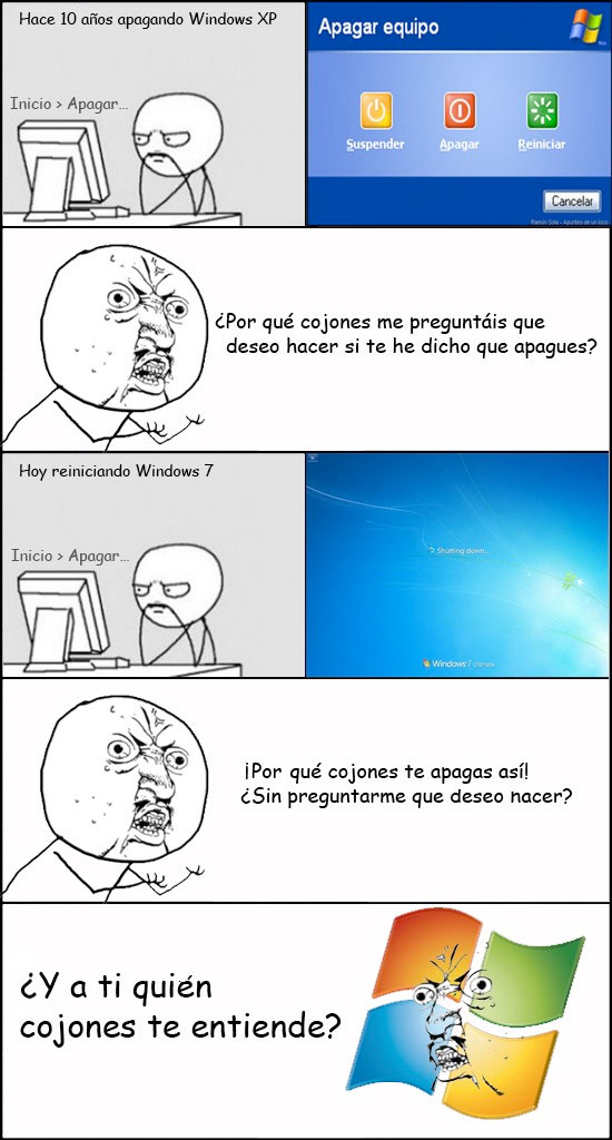 apagar,reiniciar,windows 7,windows xp,Y U NO