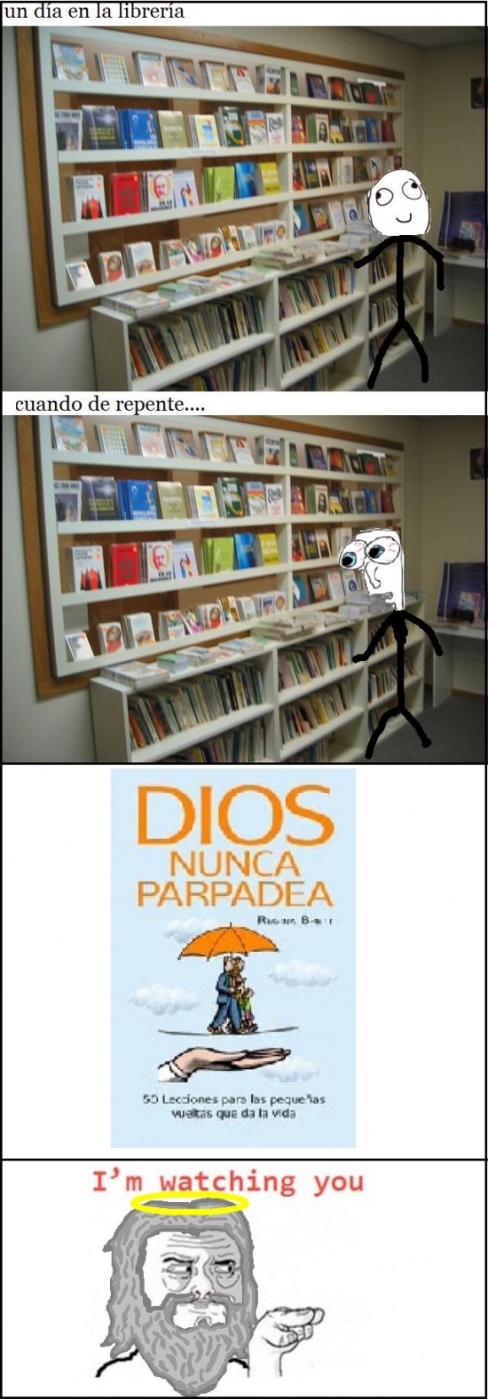 dios,I'm watching you,librería,parpadea