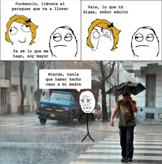 madre,okay,paraguas,razón