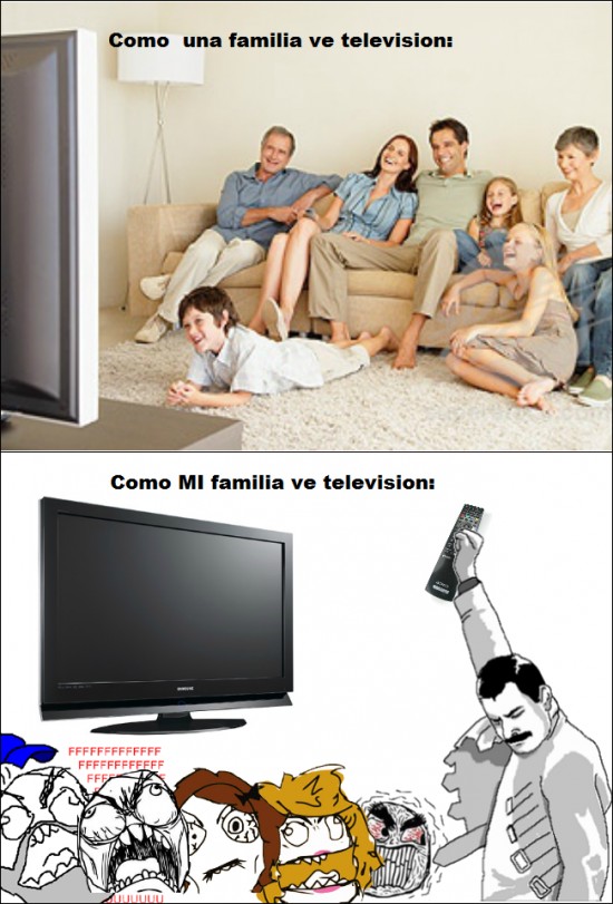 familia,freddie mercury,Fuuuuu,mando a distancia,television,tv