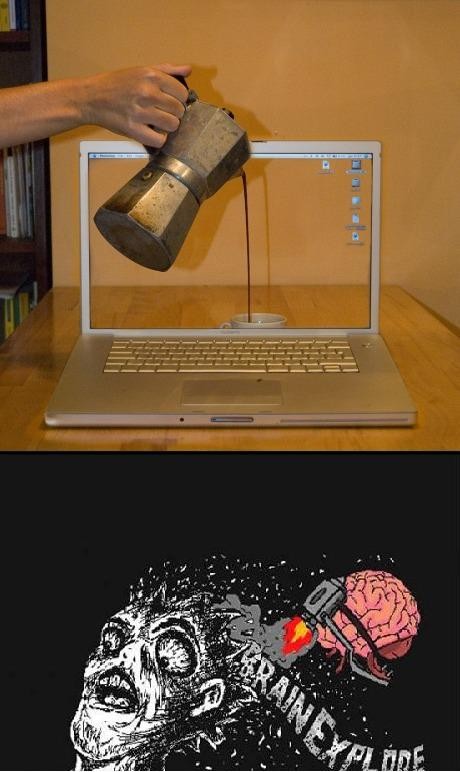 brain explode,cafe,dentro,ilusion,montaje,optica,ordenador,portatil