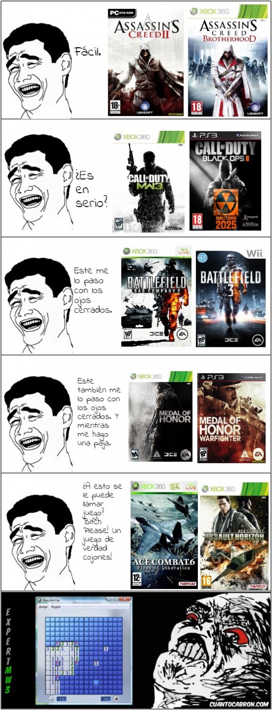 Ace Combat,Assassin's Creed,Battlefield,buscaminas.,Call of Duty,Medal of Honor,raisins,Yao ming