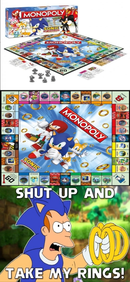 fry,juego de mesa,monopoly,rings,shut up and take my money,sonic